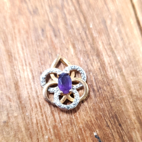 14k Gold Eternity Amythest P271 Pendant - Picture 1 of 3